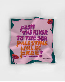 Free Palestine:  Printed Square Scarf. Artwork By Sioe Jeng Tsao